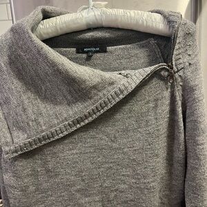 Abahouse Gray Sweater with Asymmetrical Collar, Japanese Streetwear Ladies S 2